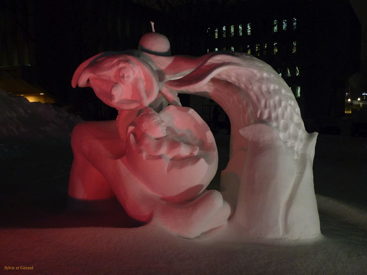 Quebec 25 sculptures de glace de nuit