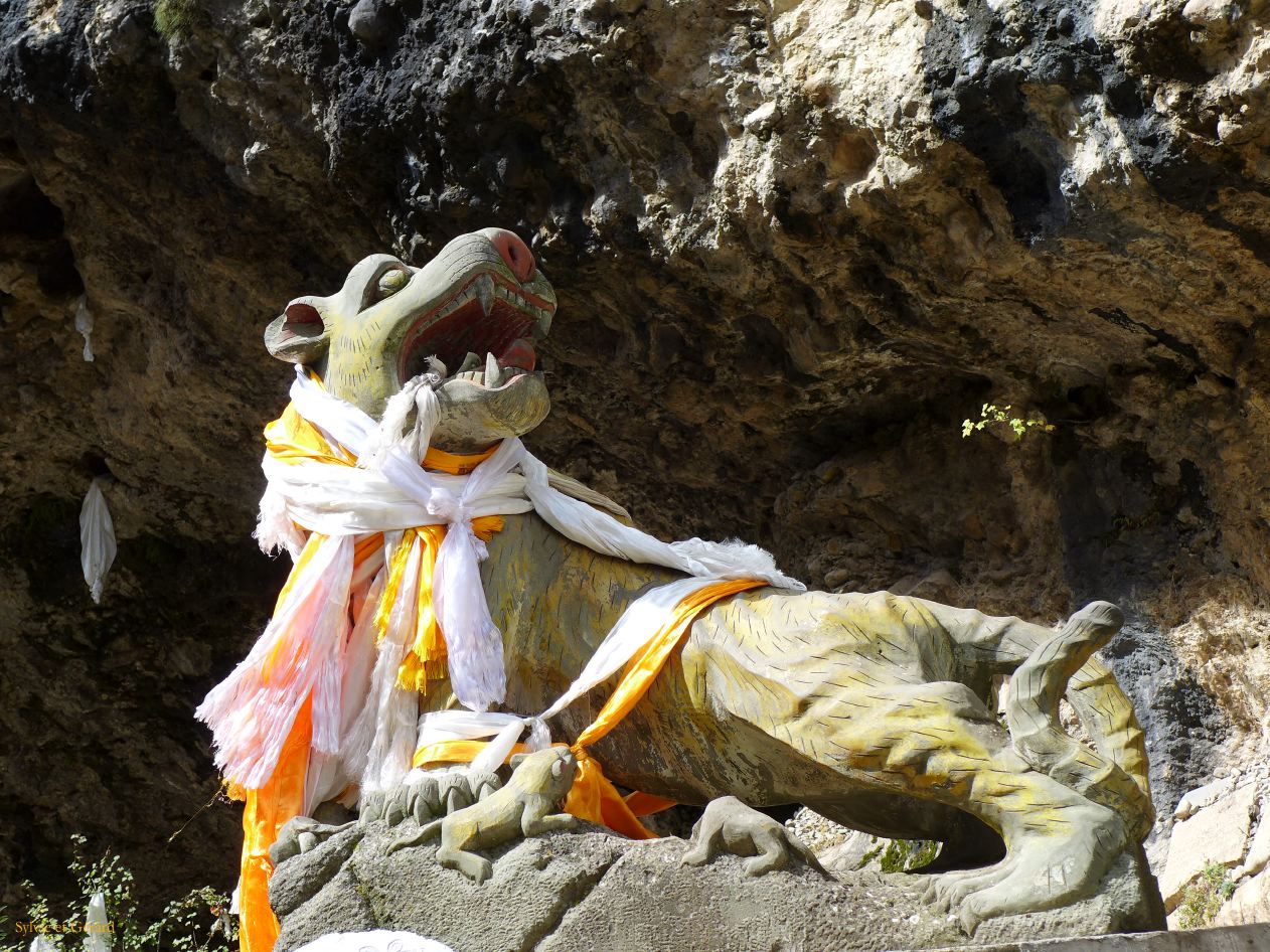 04 22 Langmusi Kerti Gompa le tigre entouré de khatas